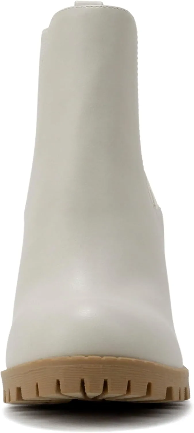 Soda Glove - Ankle Boot w/Lug Sole Elastic Gore and Chunky Heel