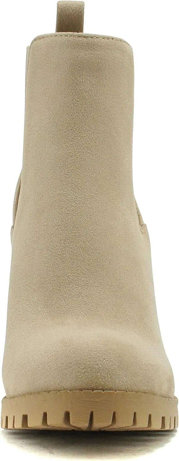 Soda Glove - Ankle Boot w/Lug Sole Elastic Gore and Chunky Heel