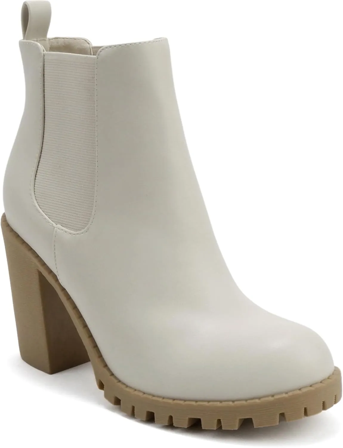Soda Glove - Ankle Boot w/Lug Sole Elastic Gore and Chunky Heel
