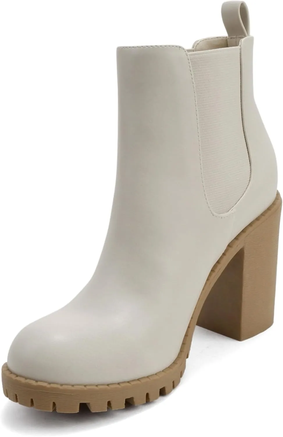 Soda Glove - Ankle Boot w/Lug Sole Elastic Gore and Chunky Heel