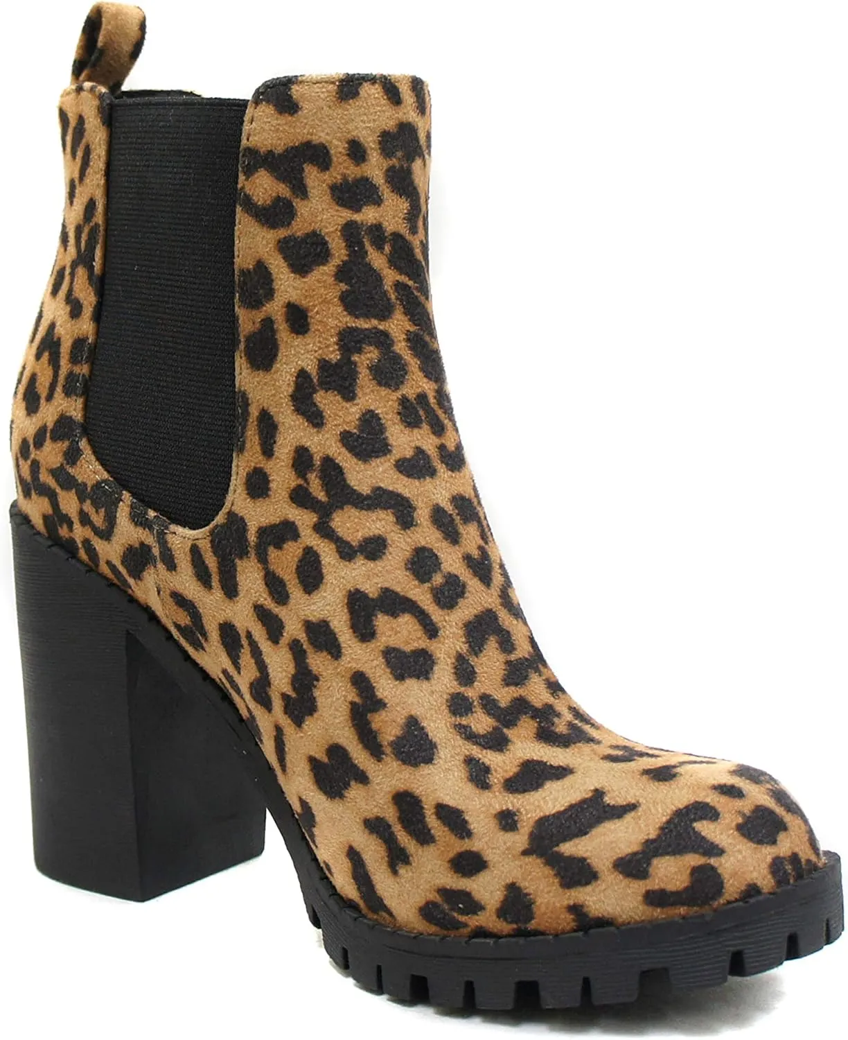 Soda Glove - Ankle Boot w/Lug Sole Elastic Gore and Chunky Heel