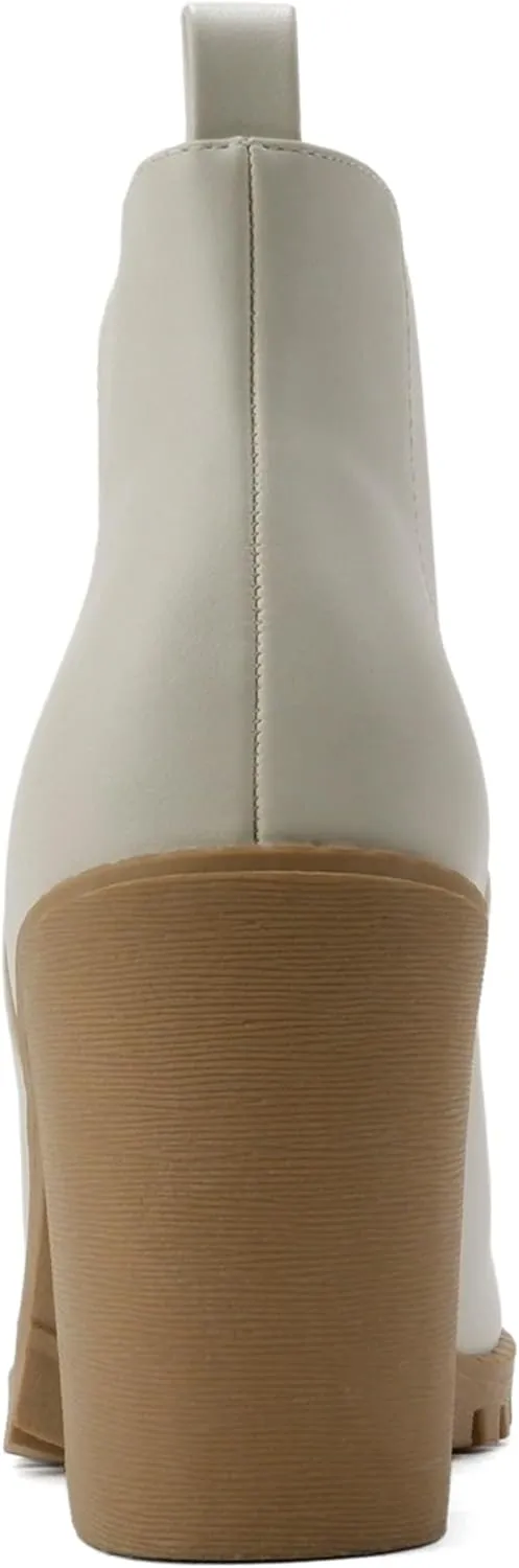 Soda Glove - Ankle Boot w/Lug Sole Elastic Gore and Chunky Heel