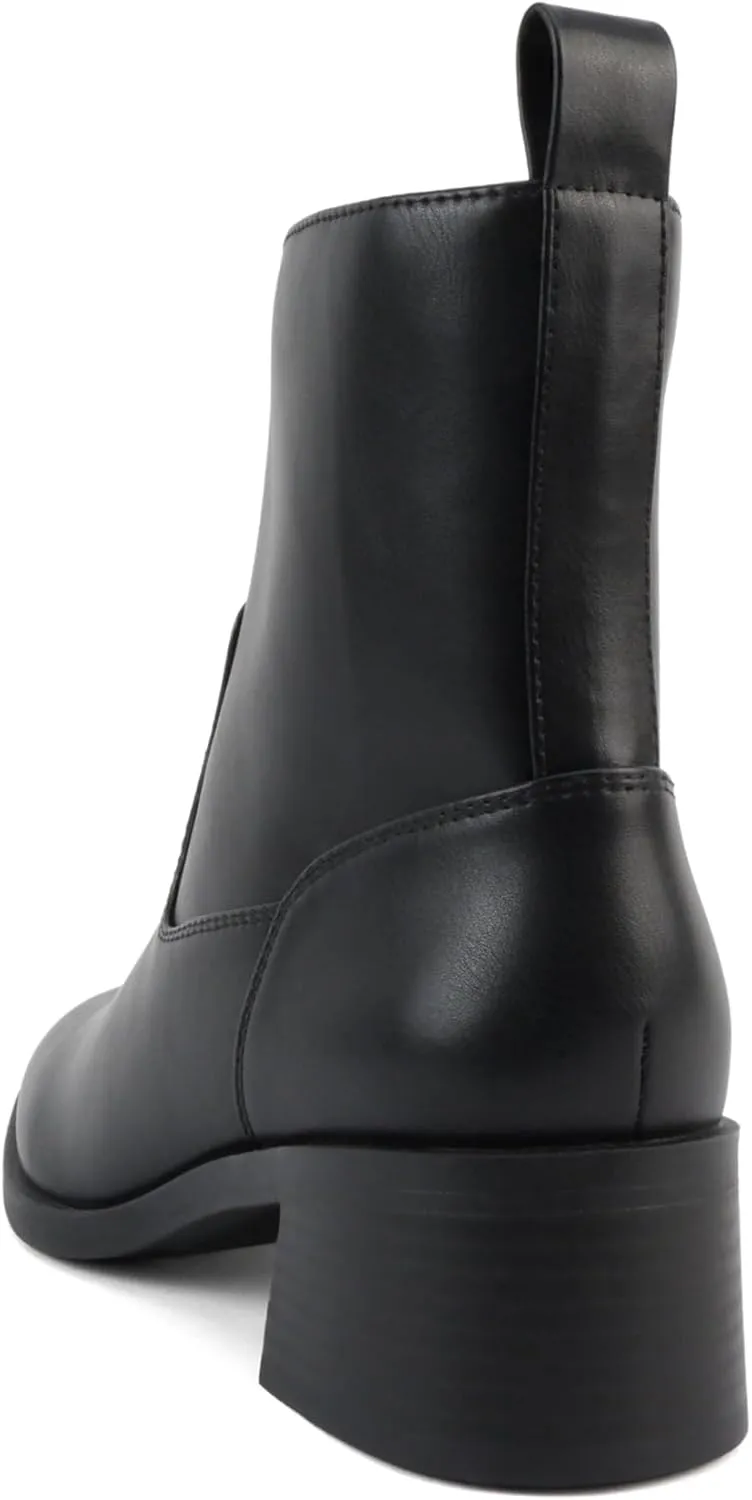 Soda “Heron” ~ Women Round Toe Low Block Heel Ankle Boot with Side Zipper