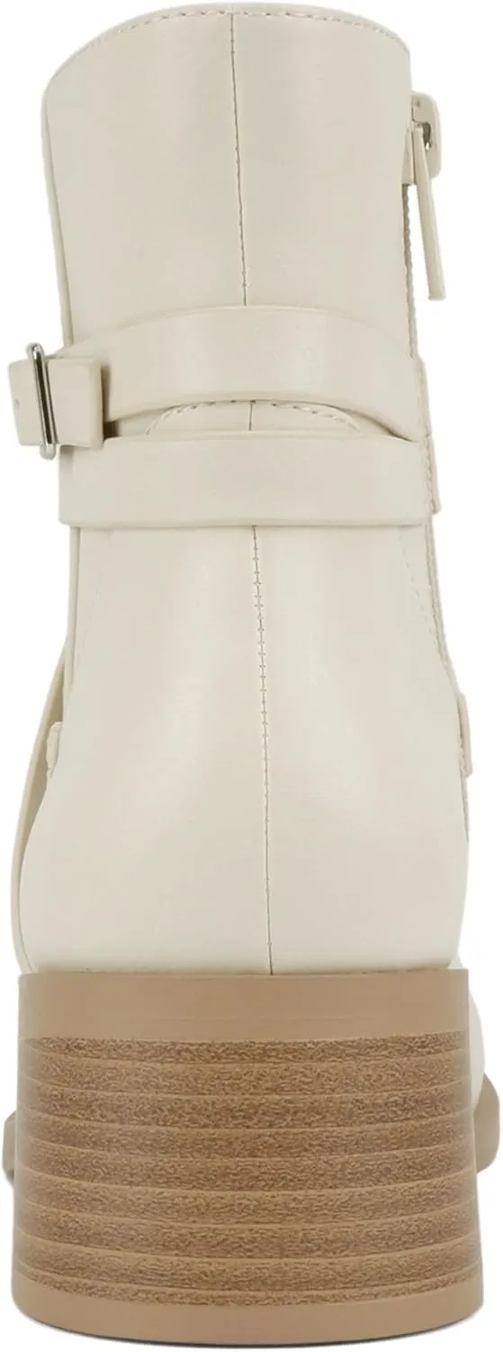 Soda “Heron” ~ Women Round Toe Low Block Heel Ankle Boot with Side Zipper