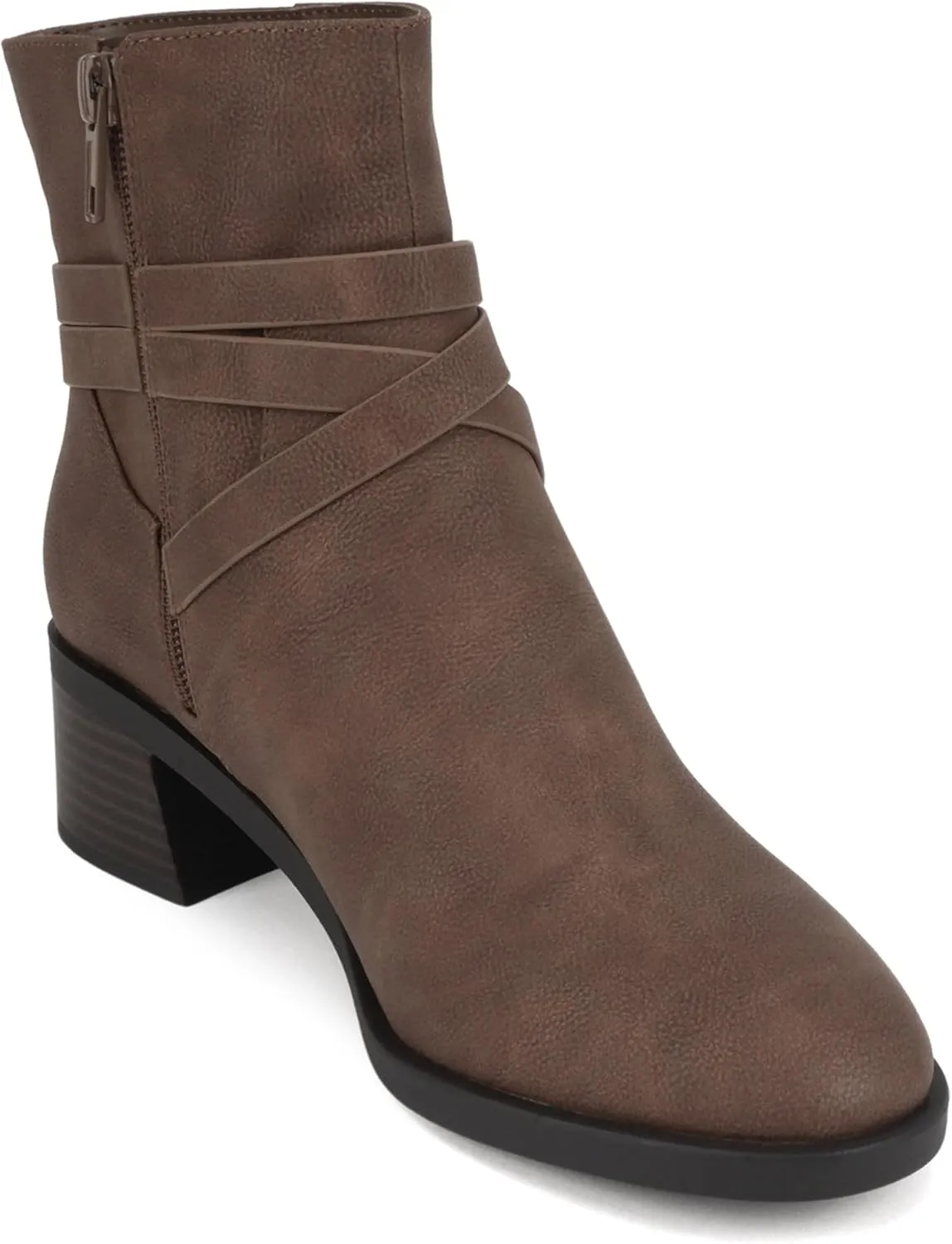 Soda “Heron” ~ Women Round Toe Low Block Heel Ankle Boot with Side Zipper