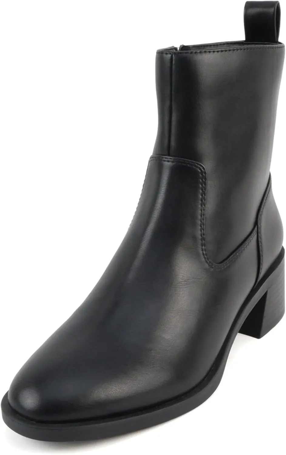 Soda “Heron” ~ Women Round Toe Low Block Heel Ankle Boot with Side Zipper
