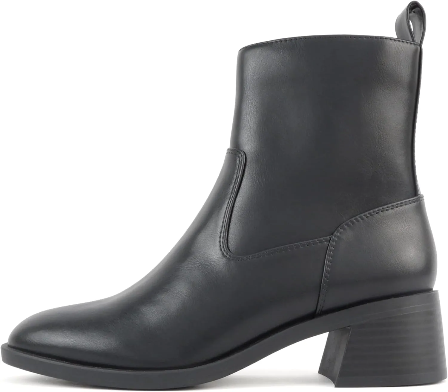 Soda “Heron” ~ Women Round Toe Low Block Heel Ankle Boot with Side Zipper