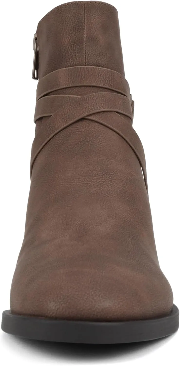 Soda “Heron” ~ Women Round Toe Low Block Heel Ankle Boot with Side Zipper