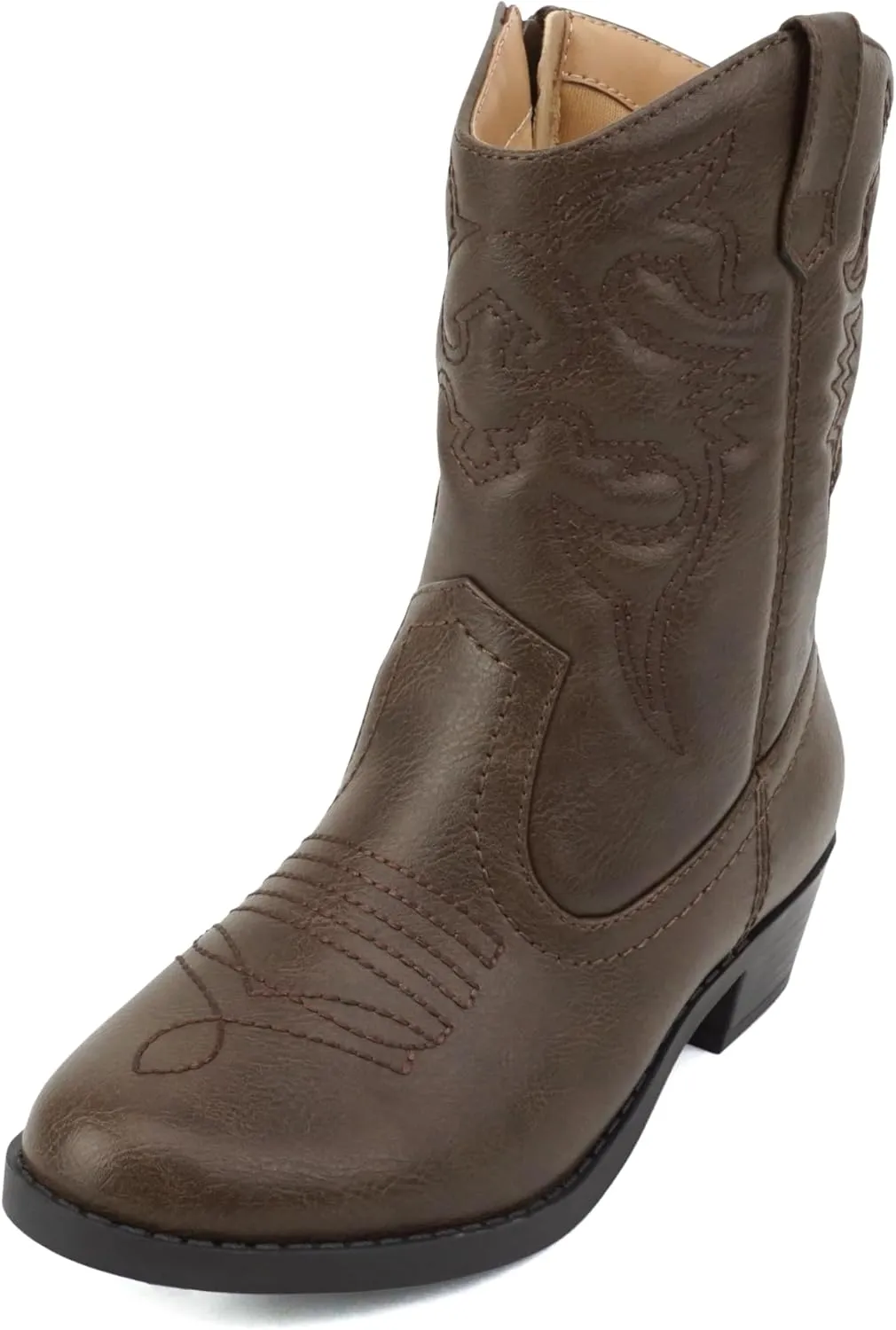 Soda RENO-2 Kids/Girls/Children Western Cowboy Stitched Pointe Toe Low Heel Ankle Mid Shaft Fashion Boots