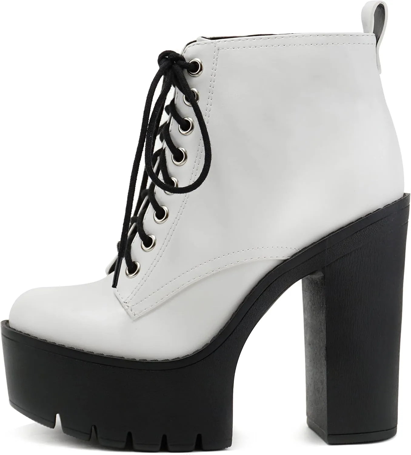 Soda SETUP ~ Women Super Chunky High Block Heel Lace-up Fashion Ankle Boot w/Side Zipper