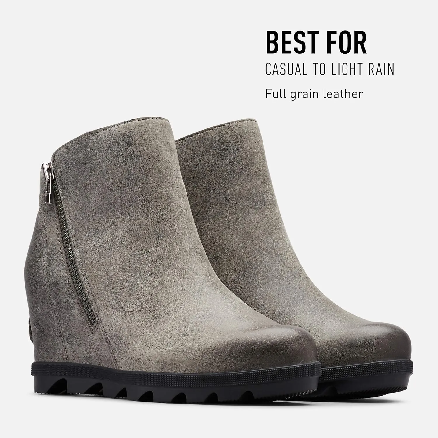 Sorel Women's Joan of Arctic Wedge II Zip Boot - Light Rain - Waterproof - Black