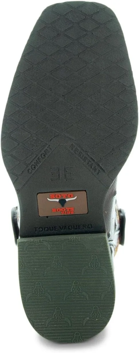 Soto Boots Kids Ostrich Print Cwoboy Boots K4006
