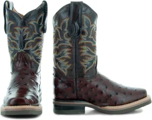 Soto Boots Kids Ostrich Print Cwoboy Boots K4006