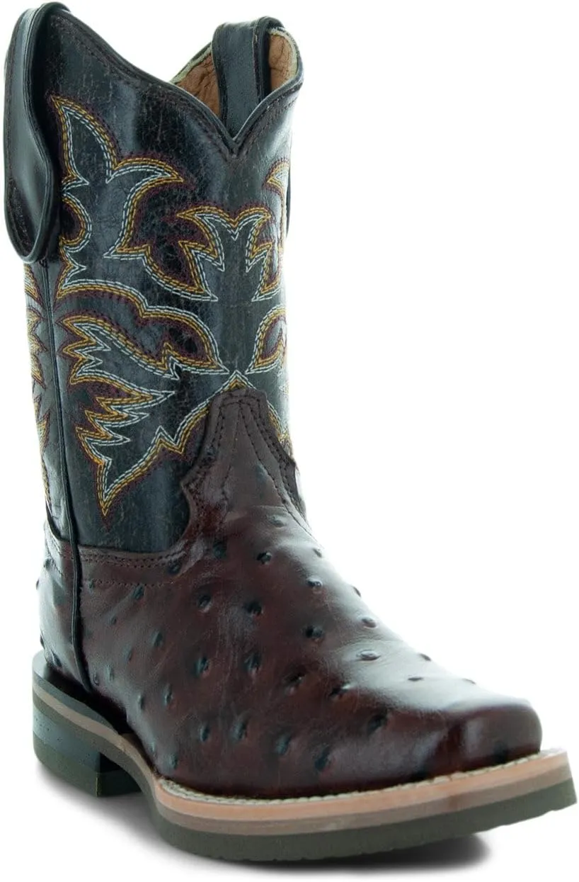 Soto Boots Kids Ostrich Print Cwoboy Boots K4006