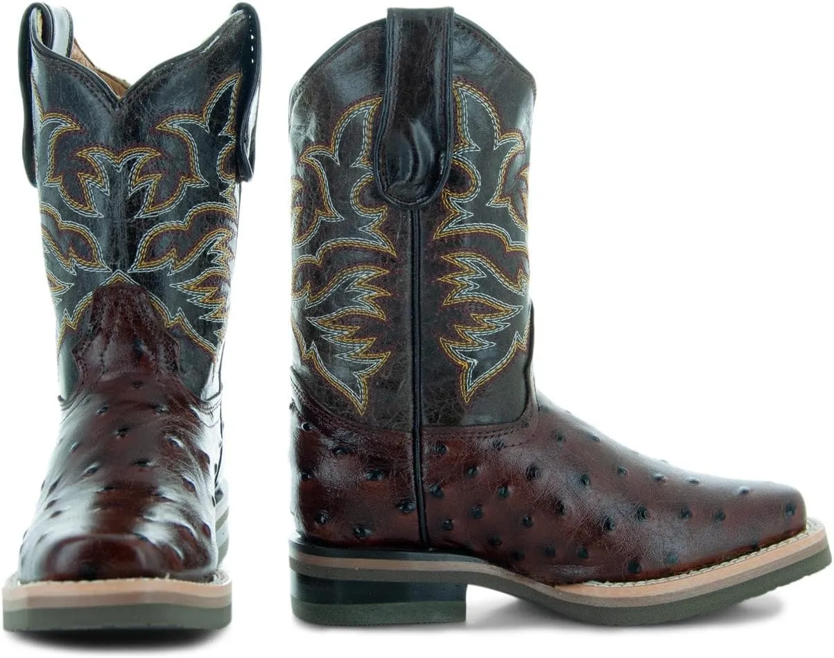 Soto Boots Kids Ostrich Print Cwoboy Boots K4006