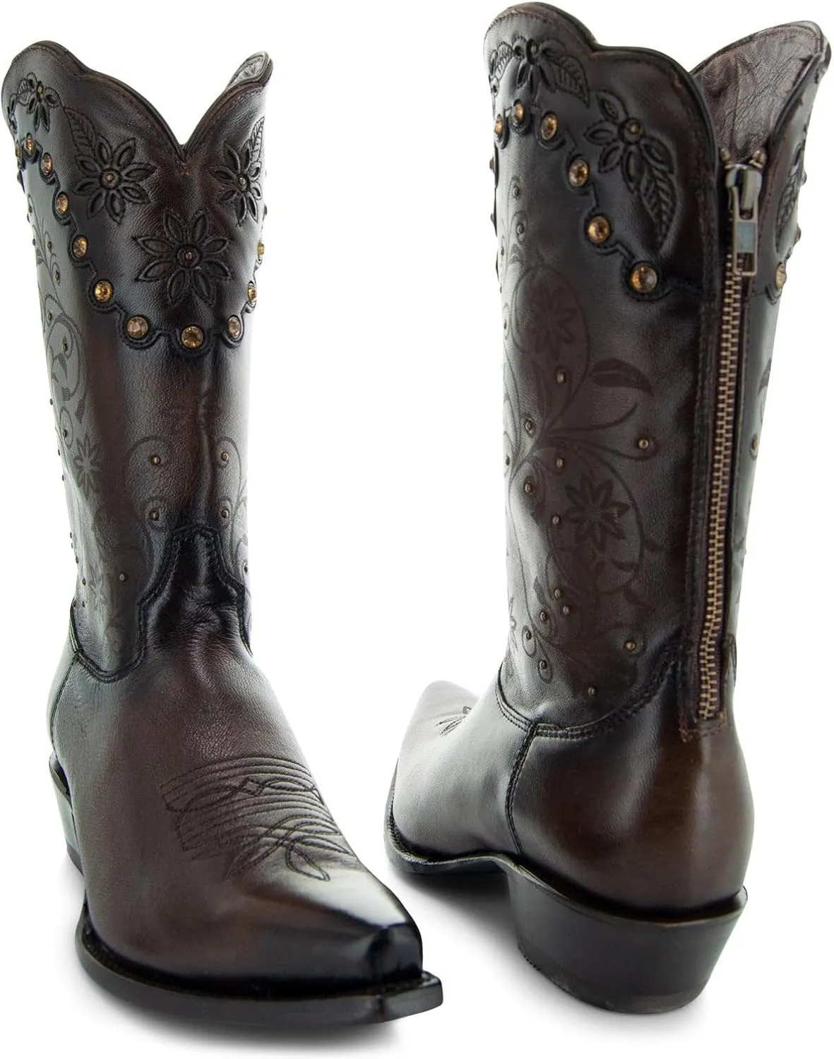 Soto Boots Womens Zippered Burnished Cowgirl Botos M50050
