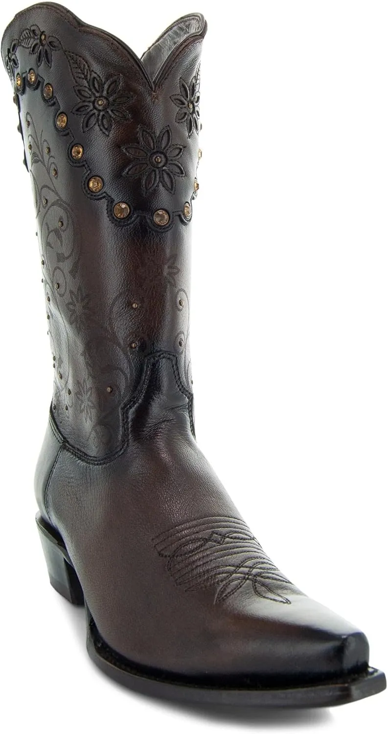 Soto Boots Womens Zippered Burnished Cowgirl Botos M50050