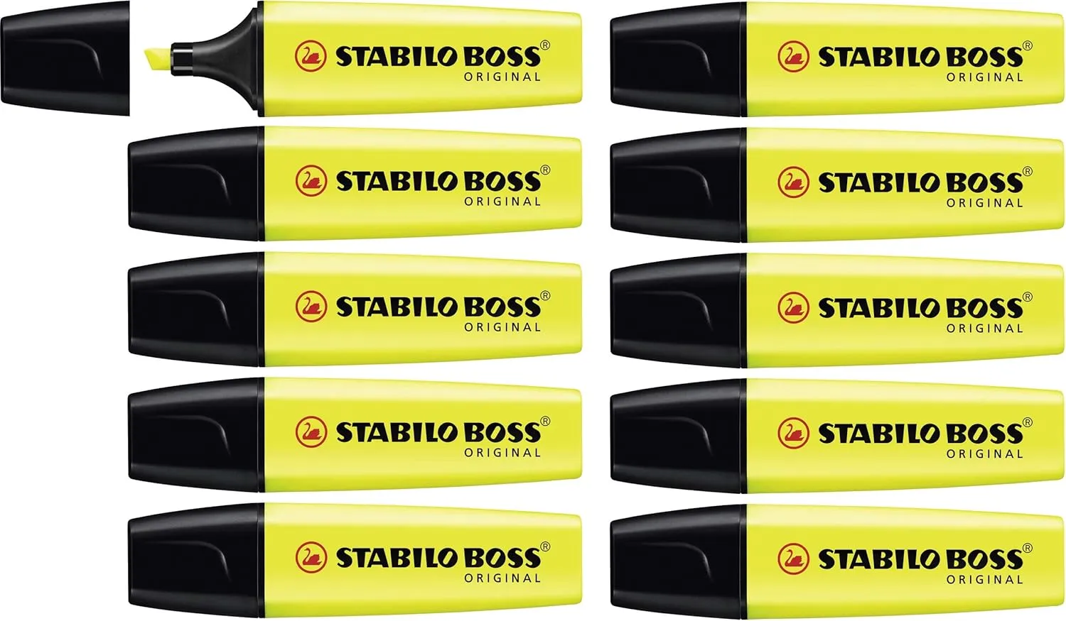 Stabilo 48591 BOSS Original Highlighter, Chisel Tip, Fluorescent Yellow Ink, Carton of 500