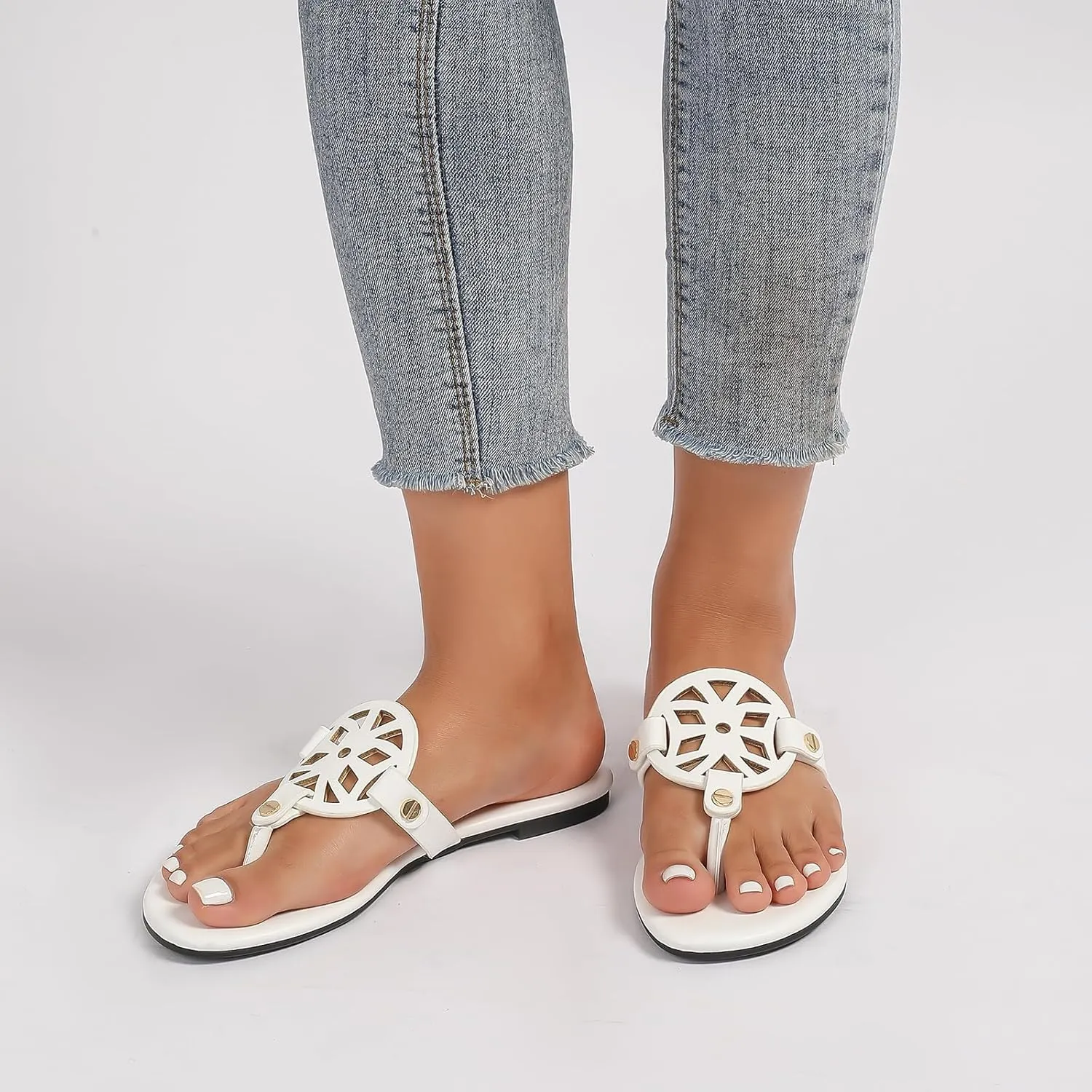 Stratuxx Kaze Flip Flops for Women with Memory Foam, Women's Flat Sandals Dressy Slide Sandals Comfortable Slippers for Women