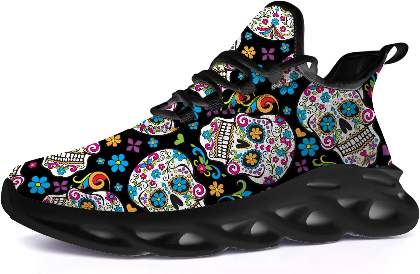 Sugar Skull Shoes for Men Women Road Running Shoes Sport Walking Tennis Sneakers Cross Trainer Shoes Gifts for Boy Girl