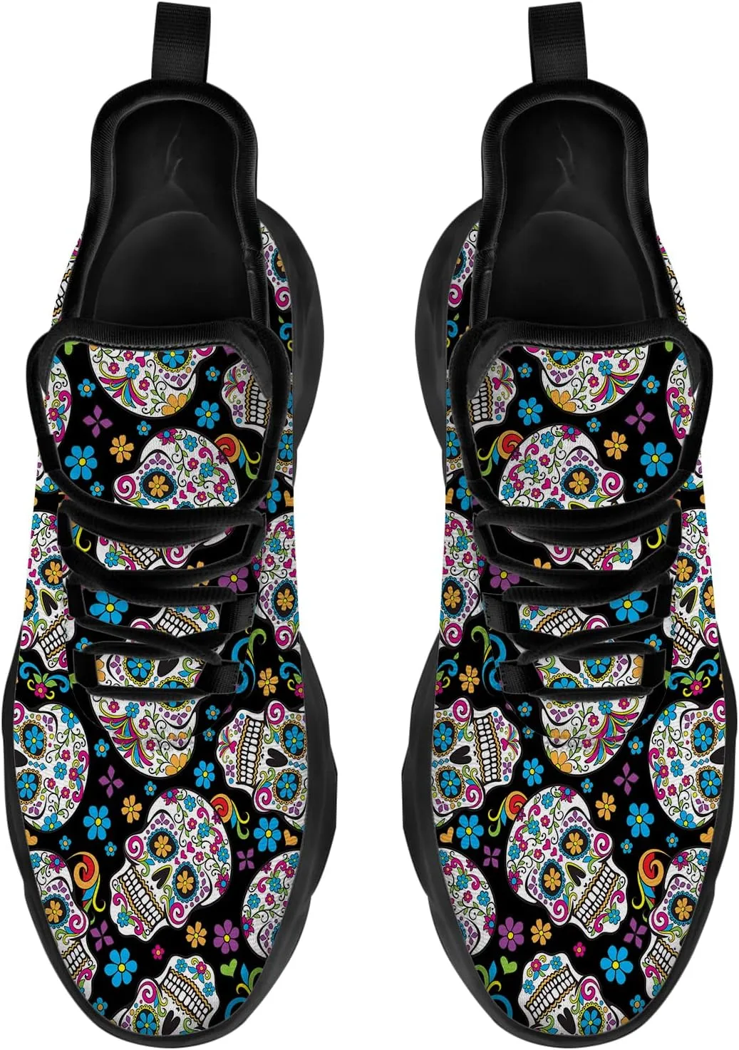Sugar Skull Shoes for Men Women Road Running Shoes Sport Walking Tennis Sneakers Cross Trainer Shoes Gifts for Boy Girl