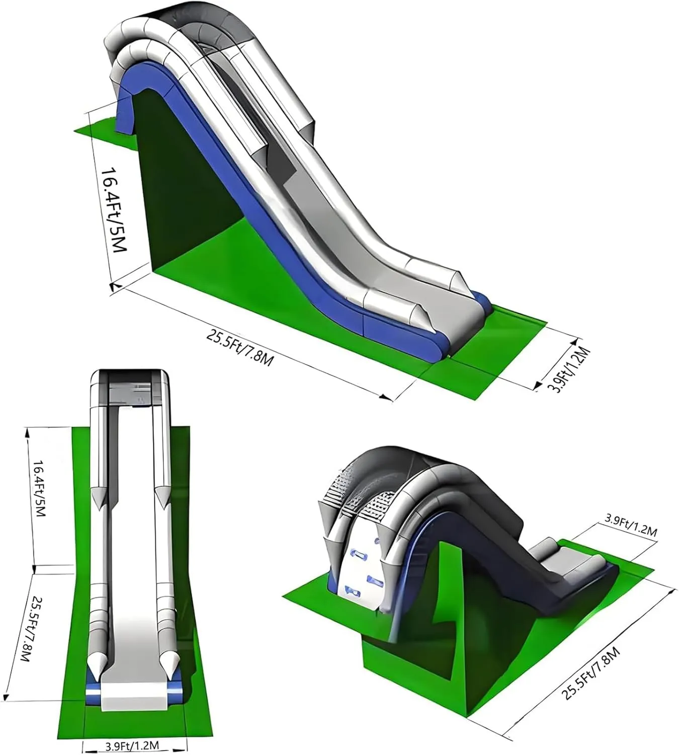 Summer Game Water Toy Inflatable Dock Slides Height Floating Yacht Slide for Boat Pier, Swimming Pool White,16.4Ft/5M