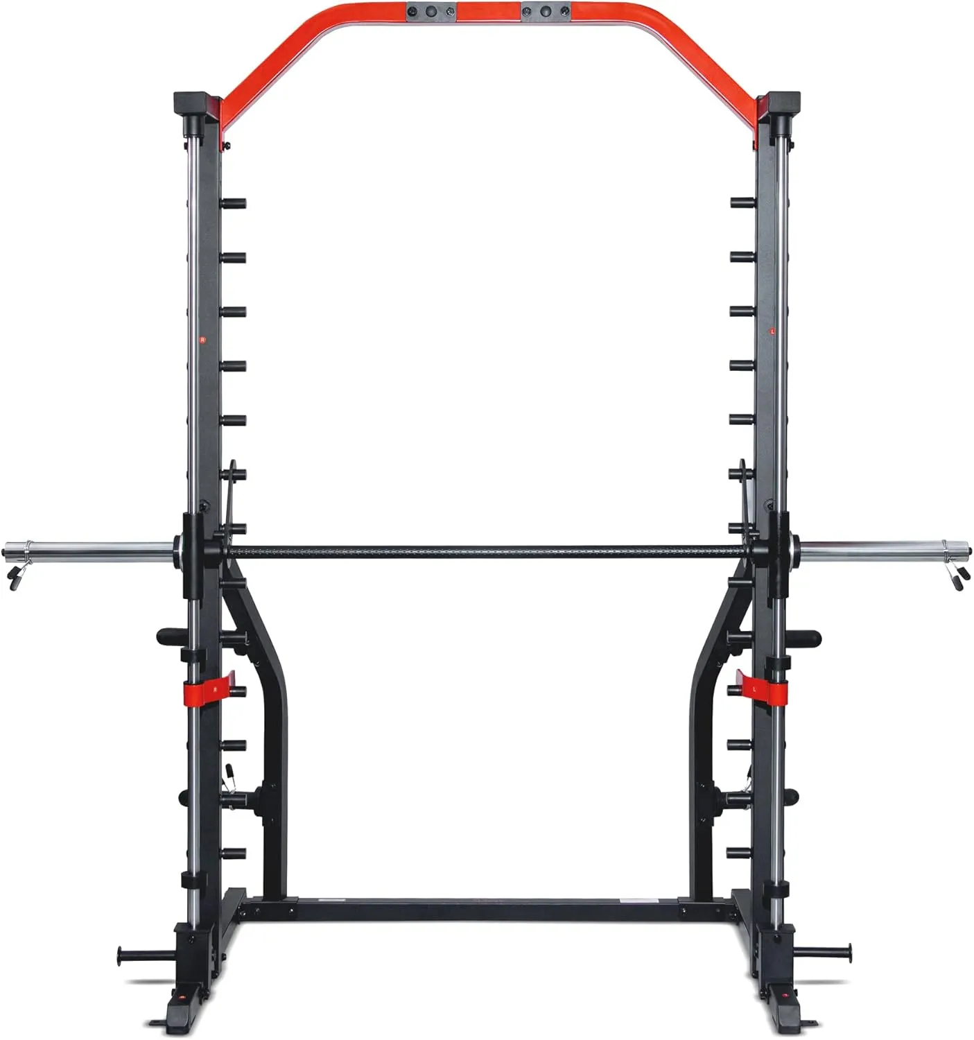 Sunny Health & Fitness Premium Smith Machine & Squat Cage Rack, Pull-Up Bar, Spotter Blocks for Weightlifting & Bench Press for Home Gym Strength Training