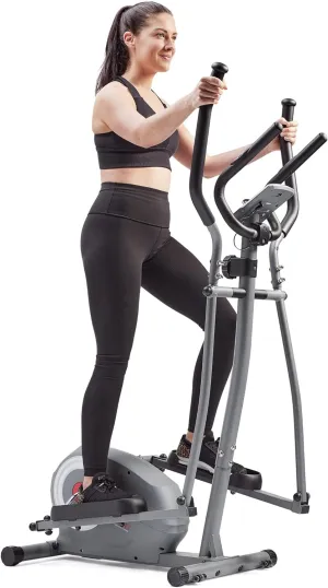 Sunny Health & Fitness Smart 2-in-1 Upright Elliptical Full-Body Exerciser, Home Cross-Training Arm/Leg Cardio Workout Machine, Optional Free SunnyFit App Bluetooth Link or Electro-Magnetic Resistance