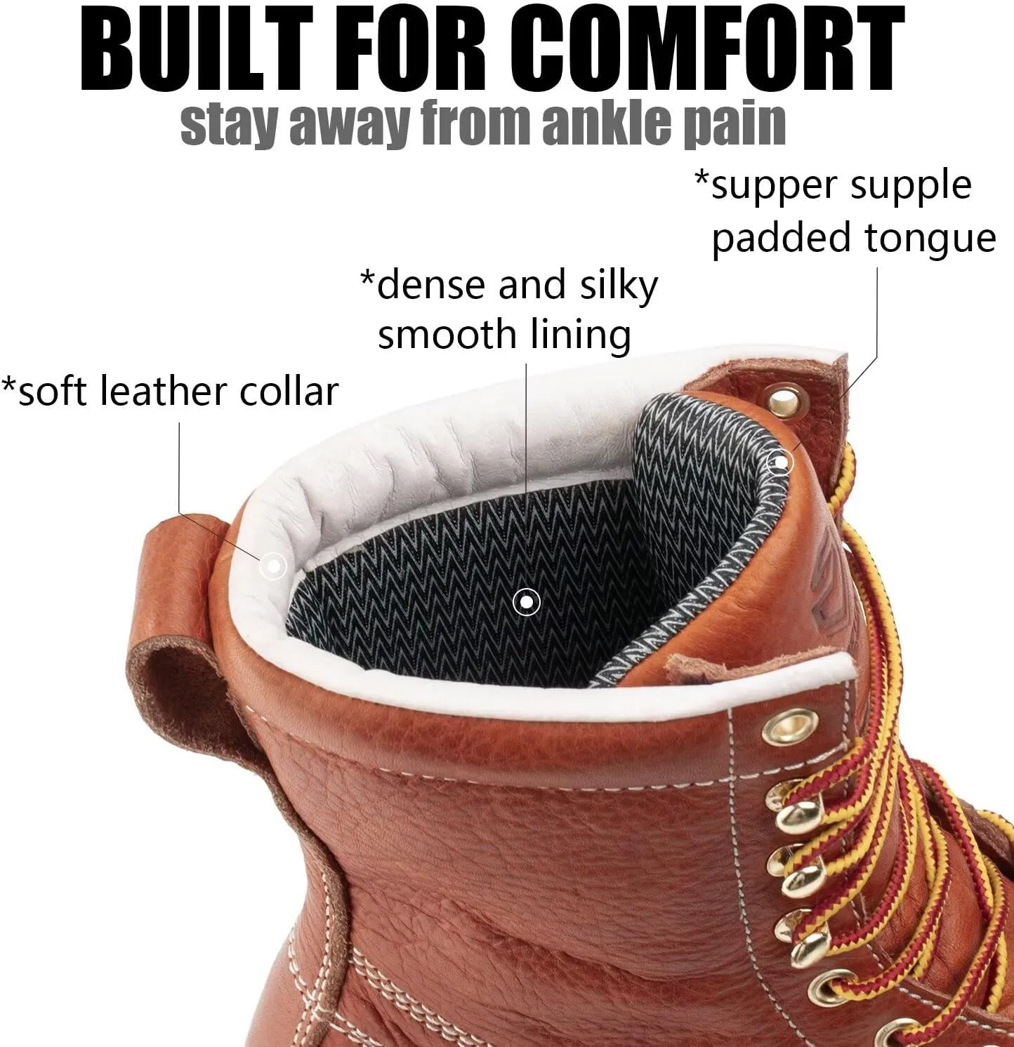 SUREWAY 8in Wedge Moc Toe Work Boots for Men - Soft Toe,Premium Full-Grain Leather,Safety Work Boots/Shoes,Comfort Insole,Oil/Slip Resistant,Real Goodyear,EH Rated Industrial Construction