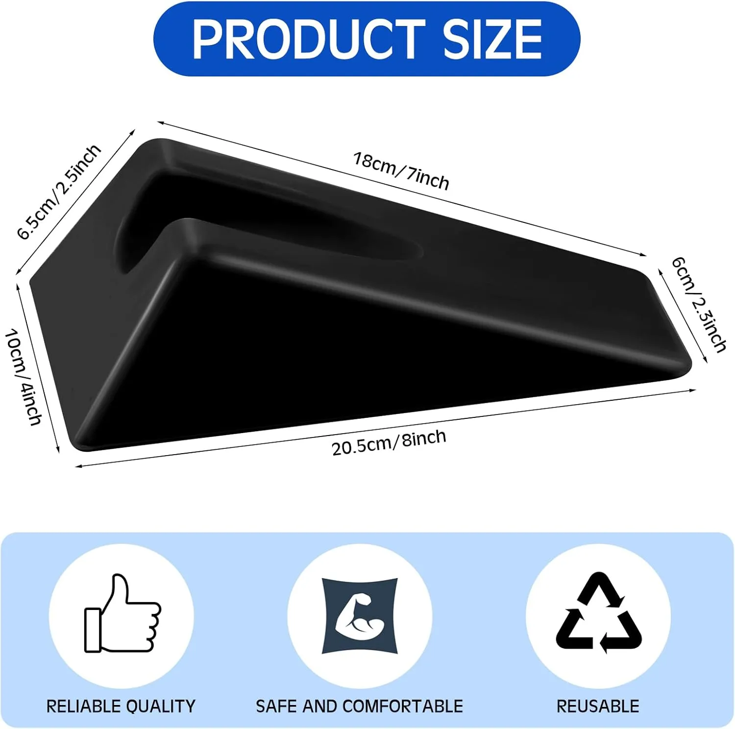 Suzile Mobilization Wedge 7.9 x 4.1 x 2 Inch Triangle Therapy Non Slip Silicone Wedge Pillow Sturdy Support for Relieve Spinal Pain Rehabilitation Tool(Black)