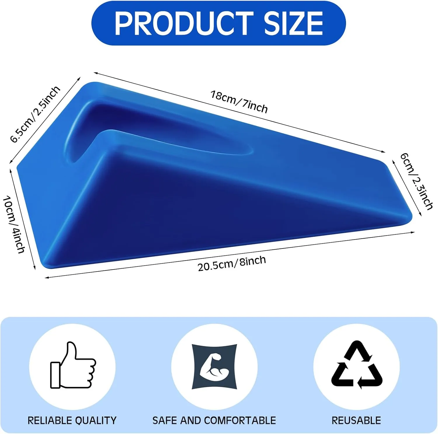 Suzile Mobilization Wedge 7.9 x 4.1 x 2 Inch Triangle Therapy Non Slip Silicone Wedge Pillow Sturdy Support for Relieve Spinal Pain Rehabilitation Tool(Blue)