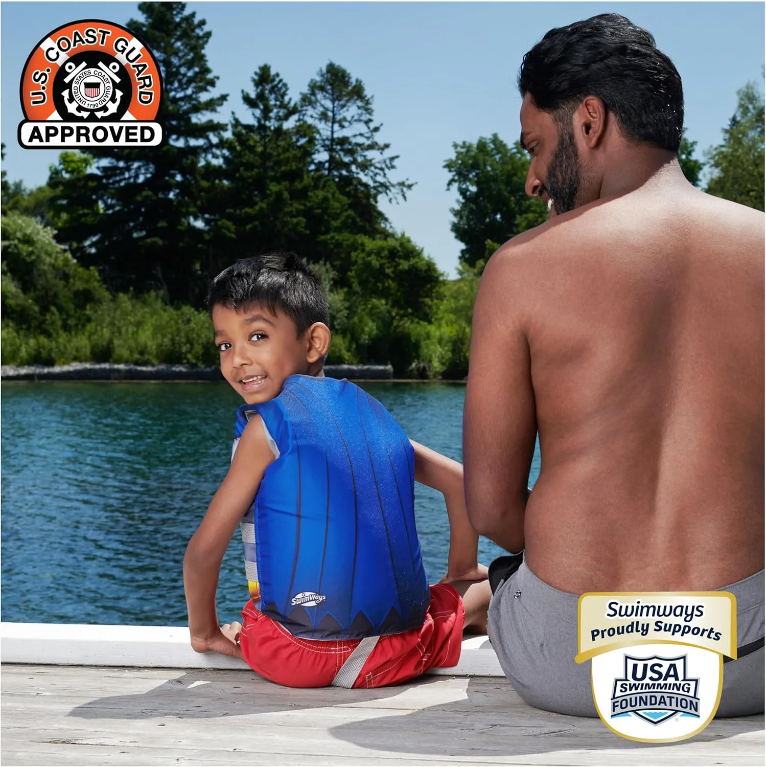 SwimWays DC Swim Trainer Life Jacket, US Coast Guard Approved Life Vest Kids Swim Vest, Pool Floats & Life Jackets for Kids 33-55 lbs, Batman