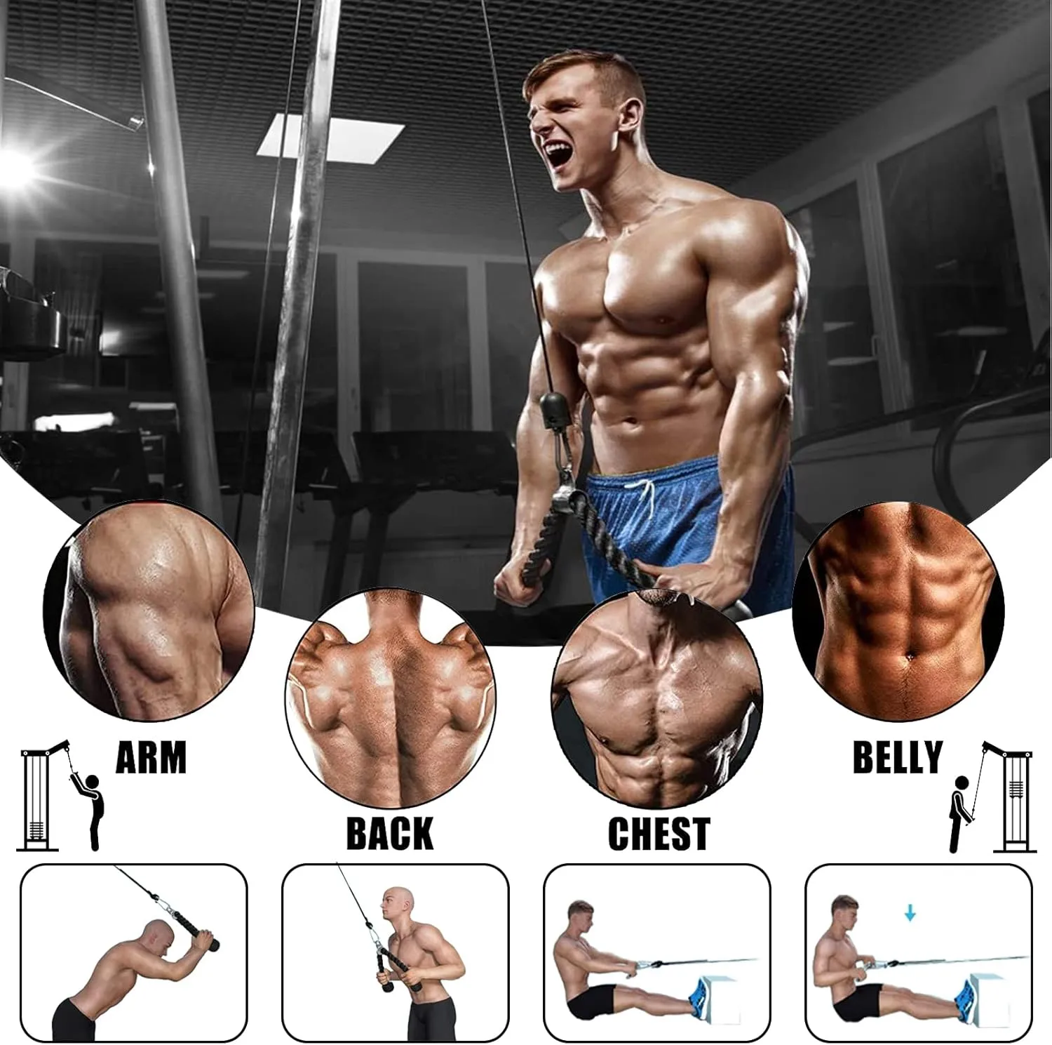 Taeku LAT Pulley System for Home Gym – Strength Training Fitness Equipment Cable Machine for Triceps, Biceps, Back & Shoulder Workouts