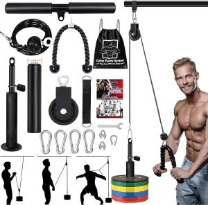 Taeku LAT Pulley System for Home Gym – Strength Training Fitness Equipment Cable Machine for Triceps, Biceps, Back & Shoulder Workouts