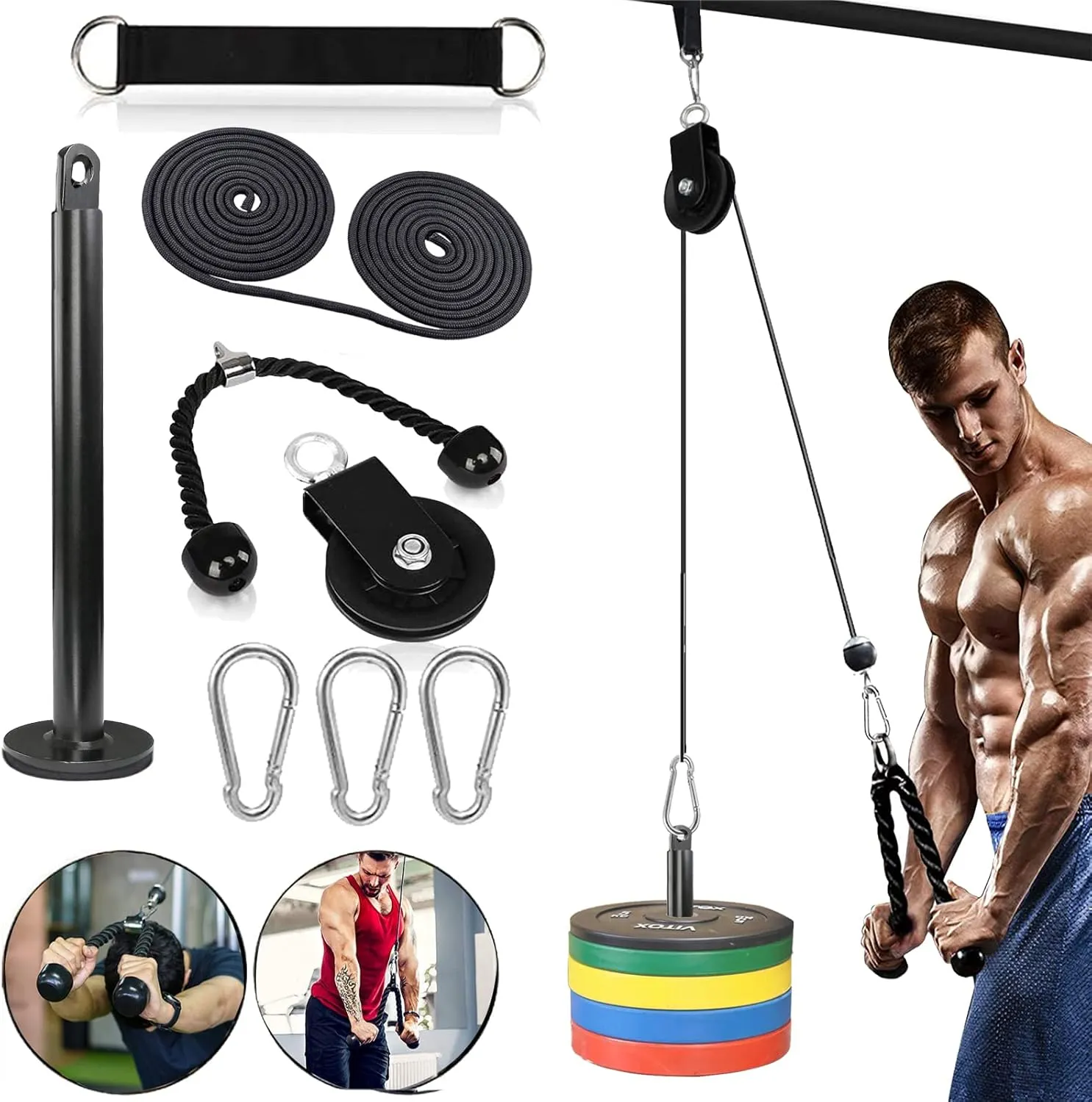 Taeku LAT Pulley System for Home Gym – Strength Training Fitness Equipment Cable Machine for Triceps, Biceps, Back & Shoulder Workouts