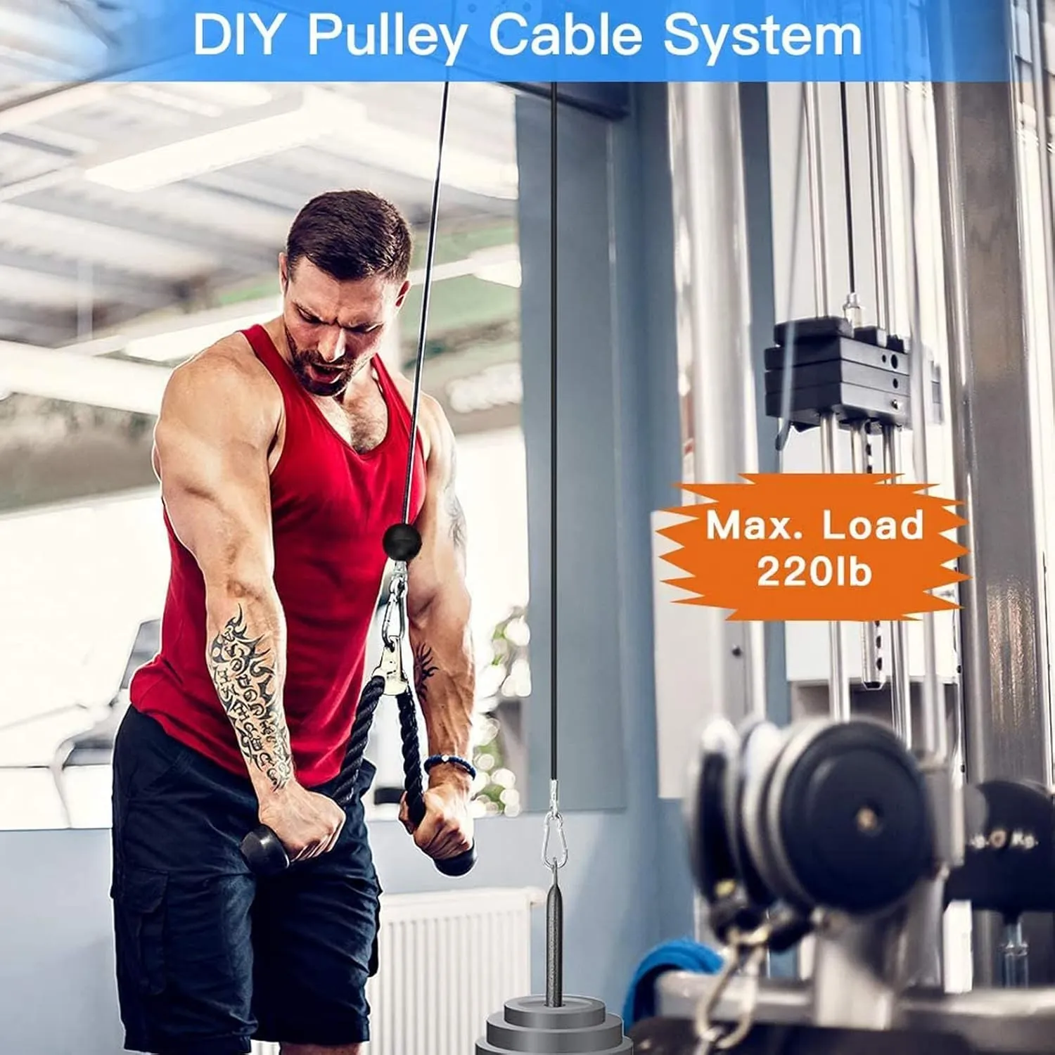Taeku LAT Pulley System for Home Gym – Strength Training Fitness Equipment Cable Machine for Triceps, Biceps, Back & Shoulder Workouts