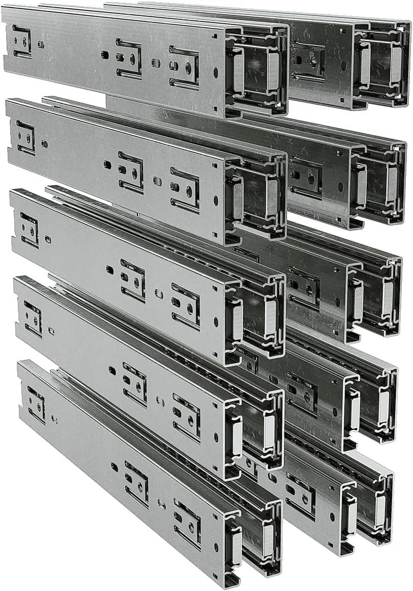 TCH Hardware - 10 Pairs - 16-inch Full Extension Drawer Slides, 100 LB Capacity, Heavy-Duty Ball Bearing, Smooth, Zinc Coated, Rails for Cabinets, Toolboxes & Furniture (Hardware Not Included)