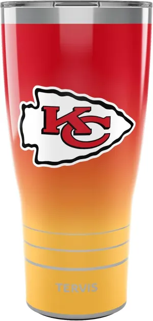 Tervis Traveler NFL Kansas City Chiefs - Ombre Triple Walled Insulated Tumbler Travel Cup Keeps Drinks Cold & Hot, 30oz, Stainless Steel