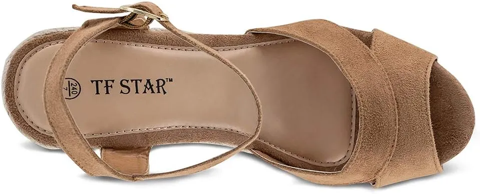 TF STAR Jute rope wedge sandals for women,women platform summer shoes ankle strap espadrille wedge heel sandals
