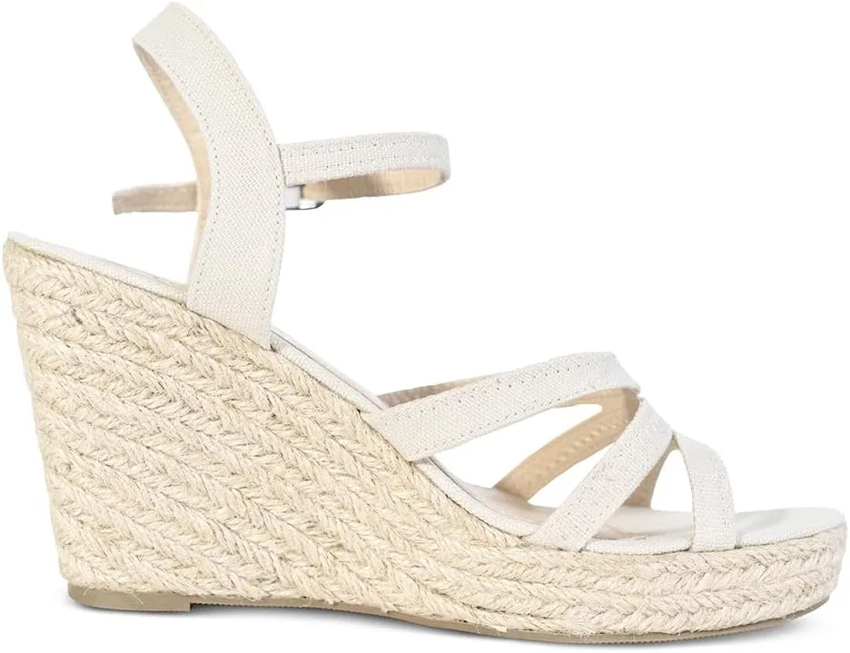 TF STAR Open Toe Buckle Ankle Strap Espadrilles Platform Wedge Casual Sandal for Women