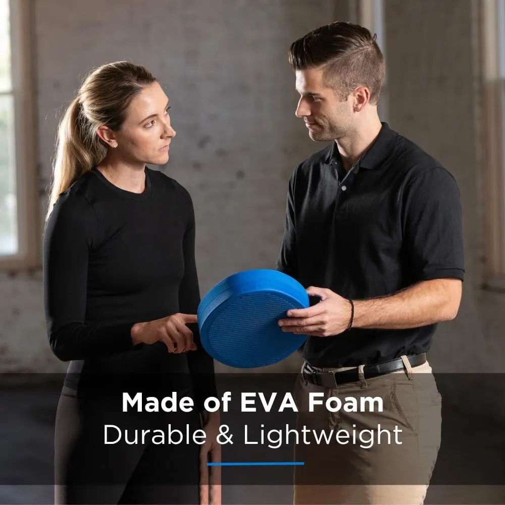 THERABAND Stability Trainer Pad, Intermediate Level Blue Balance Trainer & Wobble Cushion for Balance & Core Strengthening, Rehabilitation, & Physical Therapy, Round Sport Balance Trainer, Set of 2