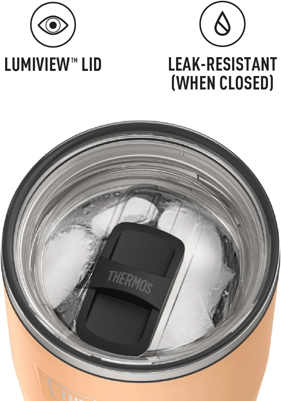 THERMOS ICON SERIES, Stainless Steel Cold Tumbler with Slide Lock, 24 Ounce, Melon