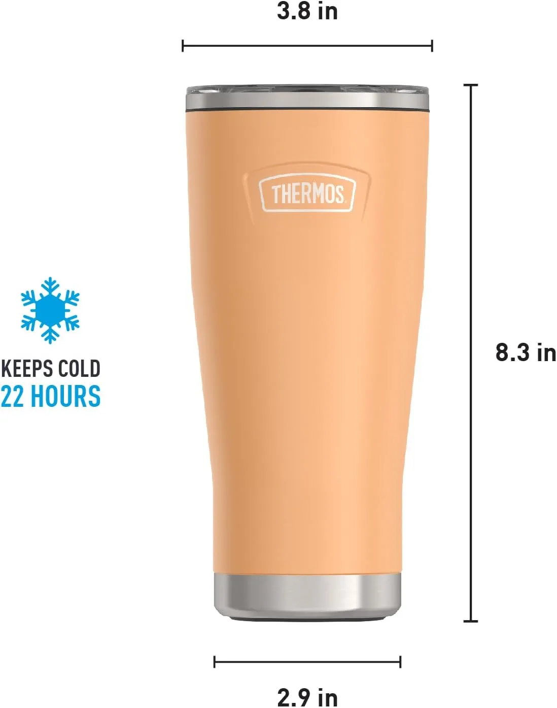 THERMOS ICON SERIES, Stainless Steel Cold Tumbler with Slide Lock, 24 Ounce, Melon