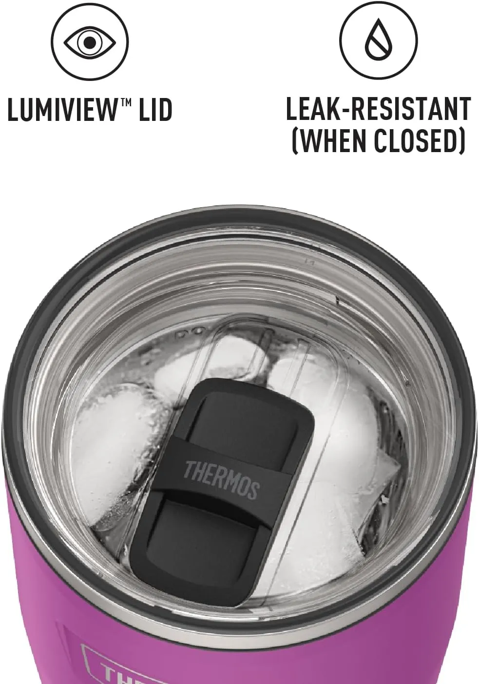 THERMOS ICON SERIES Stainless Steel Cold Tumbler with Slide Lock, 24 Ounce, Plum