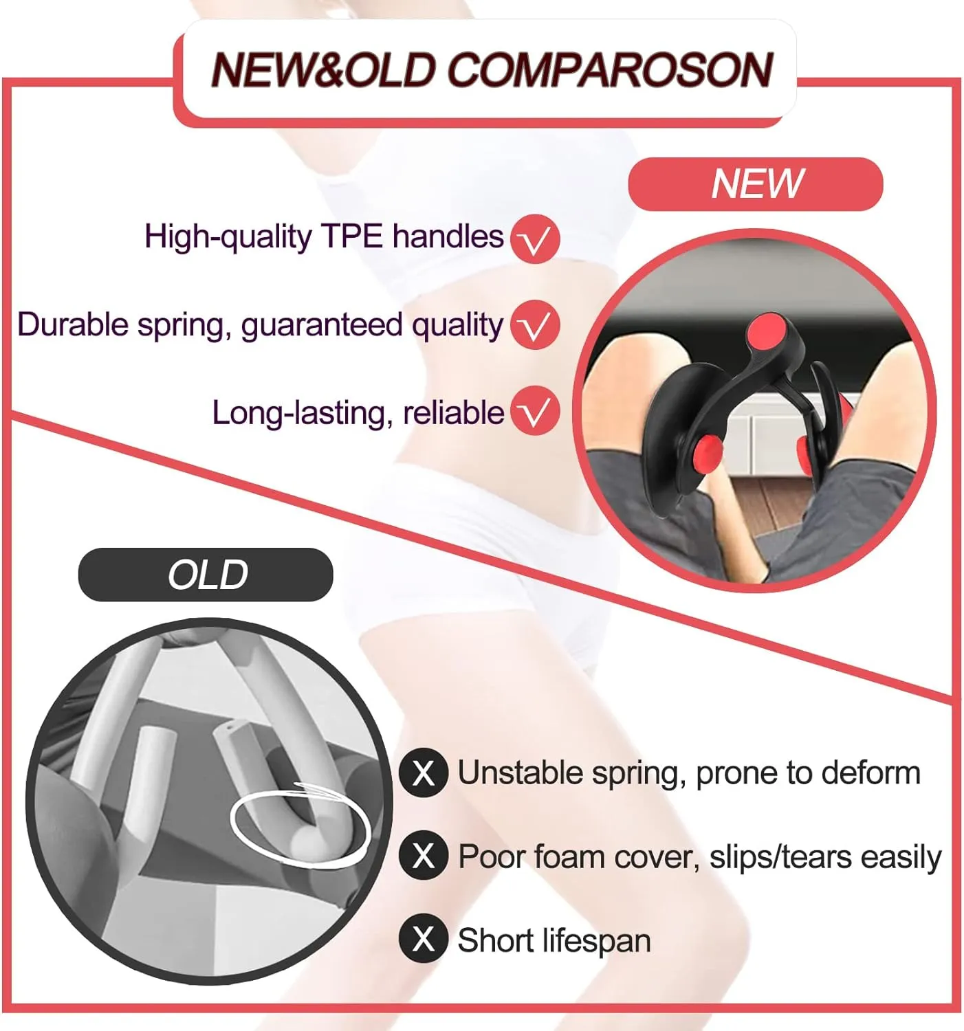 Thigh Master 35lb Pelvic Floor Exercise Devices Inner Thigh Kegel Exerciser Pelvic Floor Muscle Workout Equipment Train for Home Hip Under Desk Exercise Men Women with Band