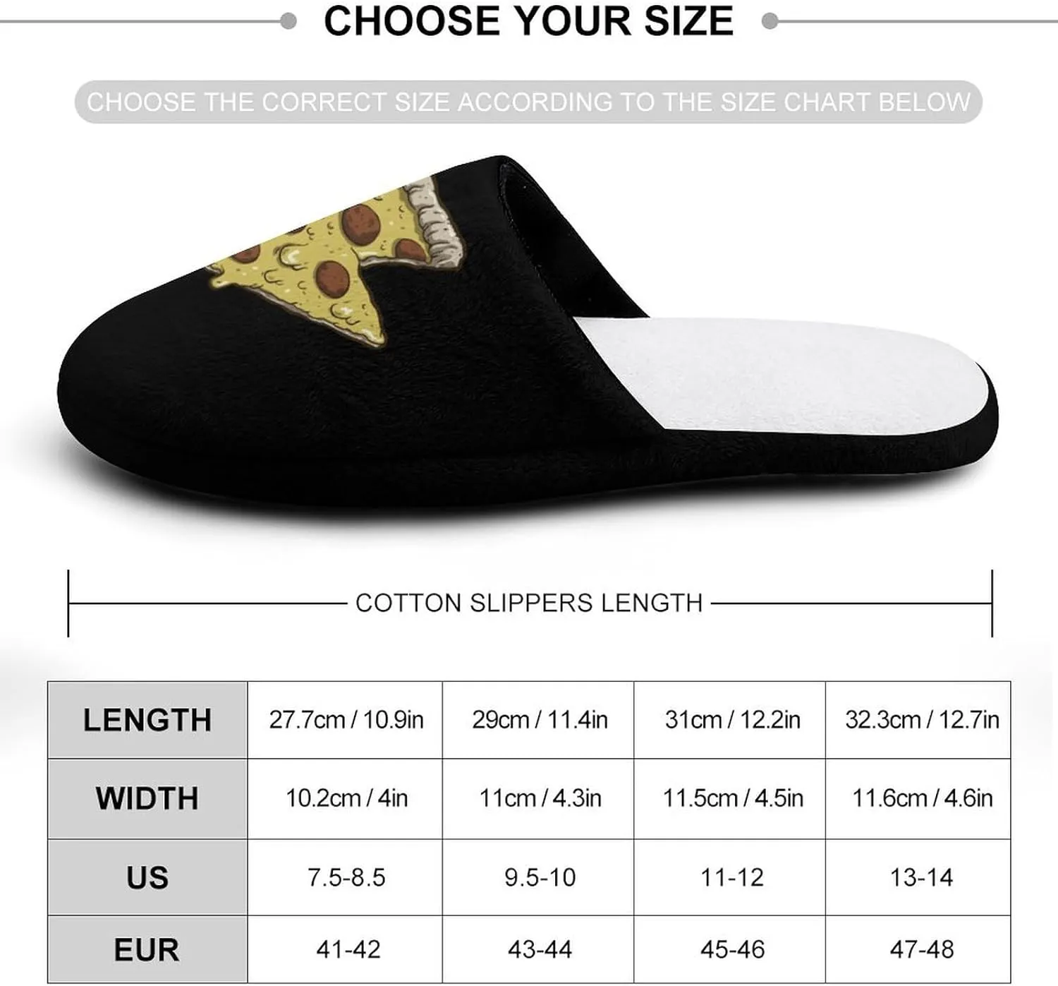 Thunder Cheesy Pizza Soft Warm Mens Slippers Anti-Skid Fuzzy House Shoes Bedroom Home