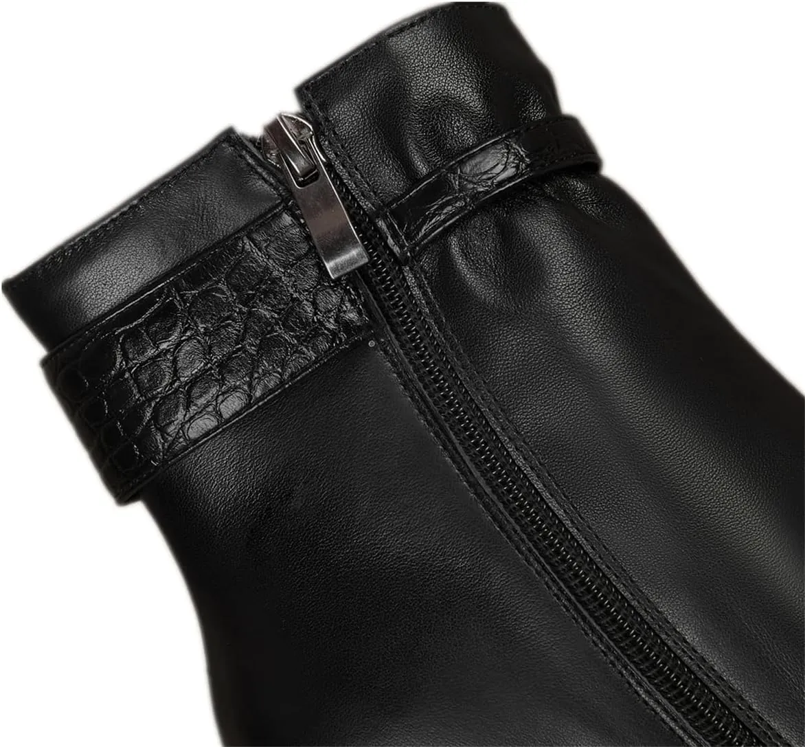 TinaCus Women's Genuine Leather Pointed Toe Handmade Side Zip Up Stiletto Heel Ankle Boots