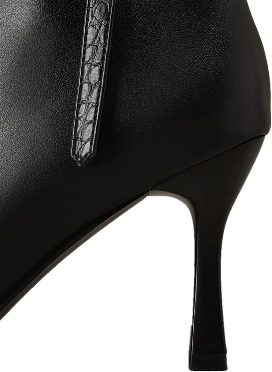 TinaCus Women's Genuine Leather Pointed Toe Handmade Side Zip Up Stiletto Heel Ankle Boots