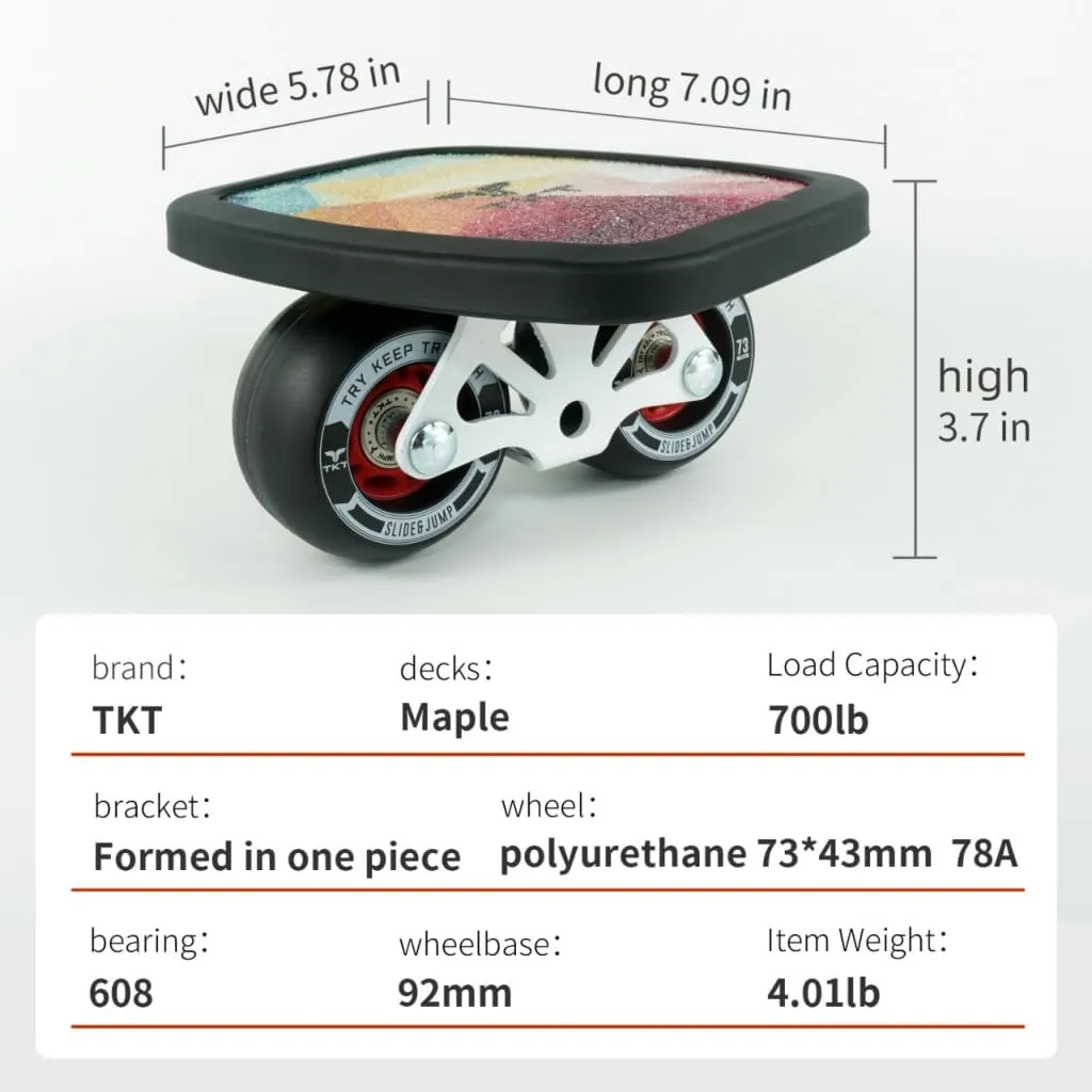 TKT Portable Roller Road Drift Skates Plate with Cool Maple Deck Anti-Slip Board Split Skateboard with PU Wheels High-end Bearings