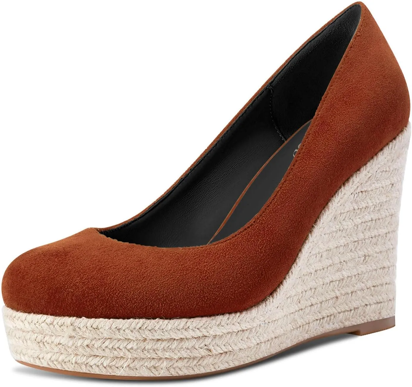 TNYNFBEB Womens Wedge Heel Close Round Toe Pumps Slip-on Prom Party Cute Basic Classic Summer 3.9 Inches Heels